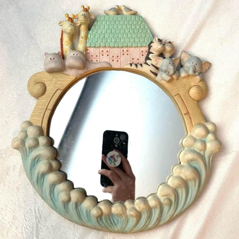 Russ Vintage Noah’s Ark Baby Nursery Mirror Room Decor Animals 80s 90s Wall Art